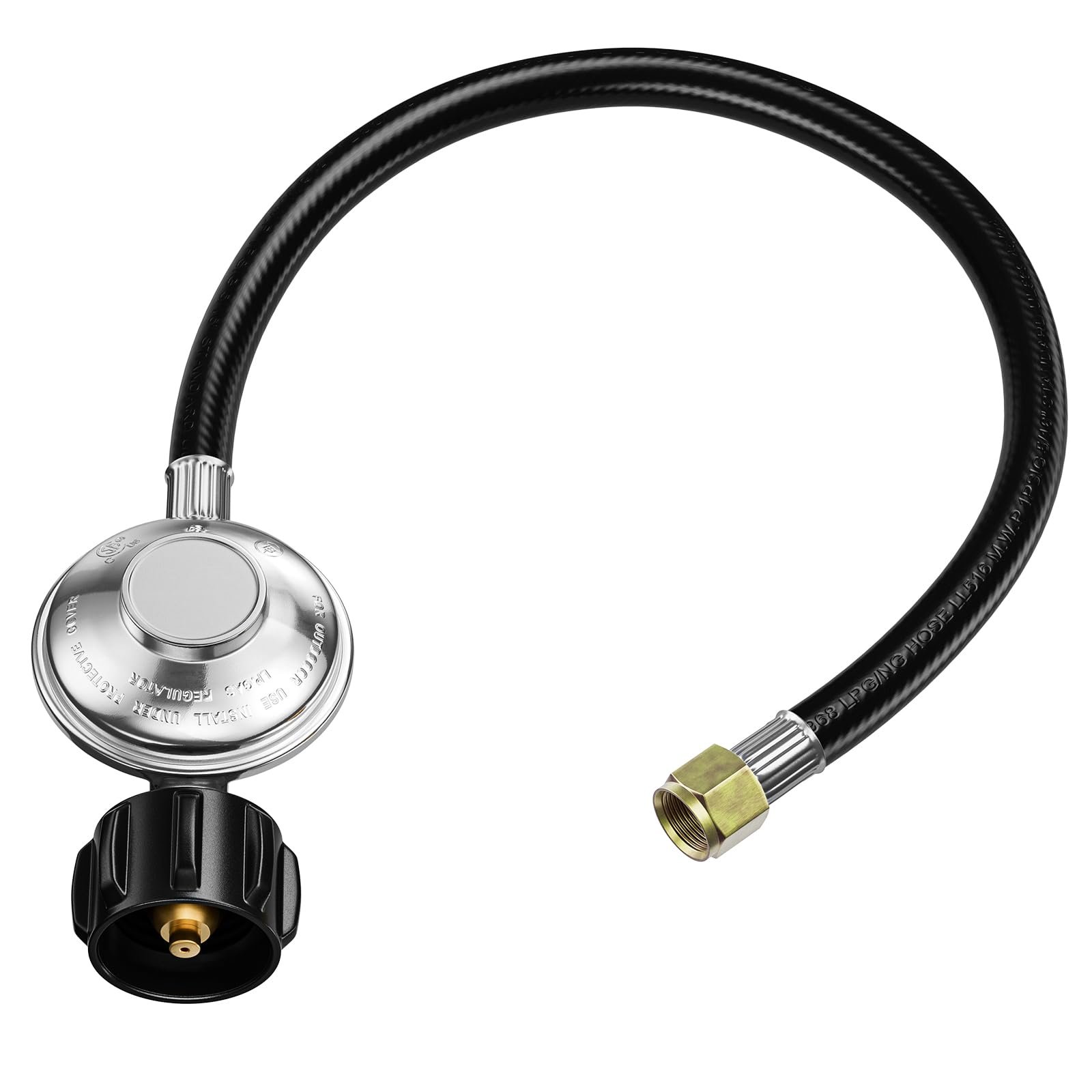 2 Feet Universal Gas Grill Regulator and Hose, Propane Regulator Replacement for Weber, Charbroil, Nexgrill Grill, Propane Patio Heater and Fire Pit