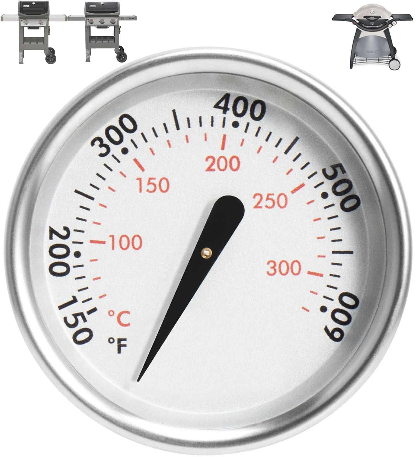60540 67031 7581 Accurate Temperature Gauge for Weber GS4 Spirit II & I 200/300 Grill Lid Thermometer Charcoal Grills, for Most Weber 22" Kettles, Q 120/220/300/320 SER Replacement Parts 74239 60392