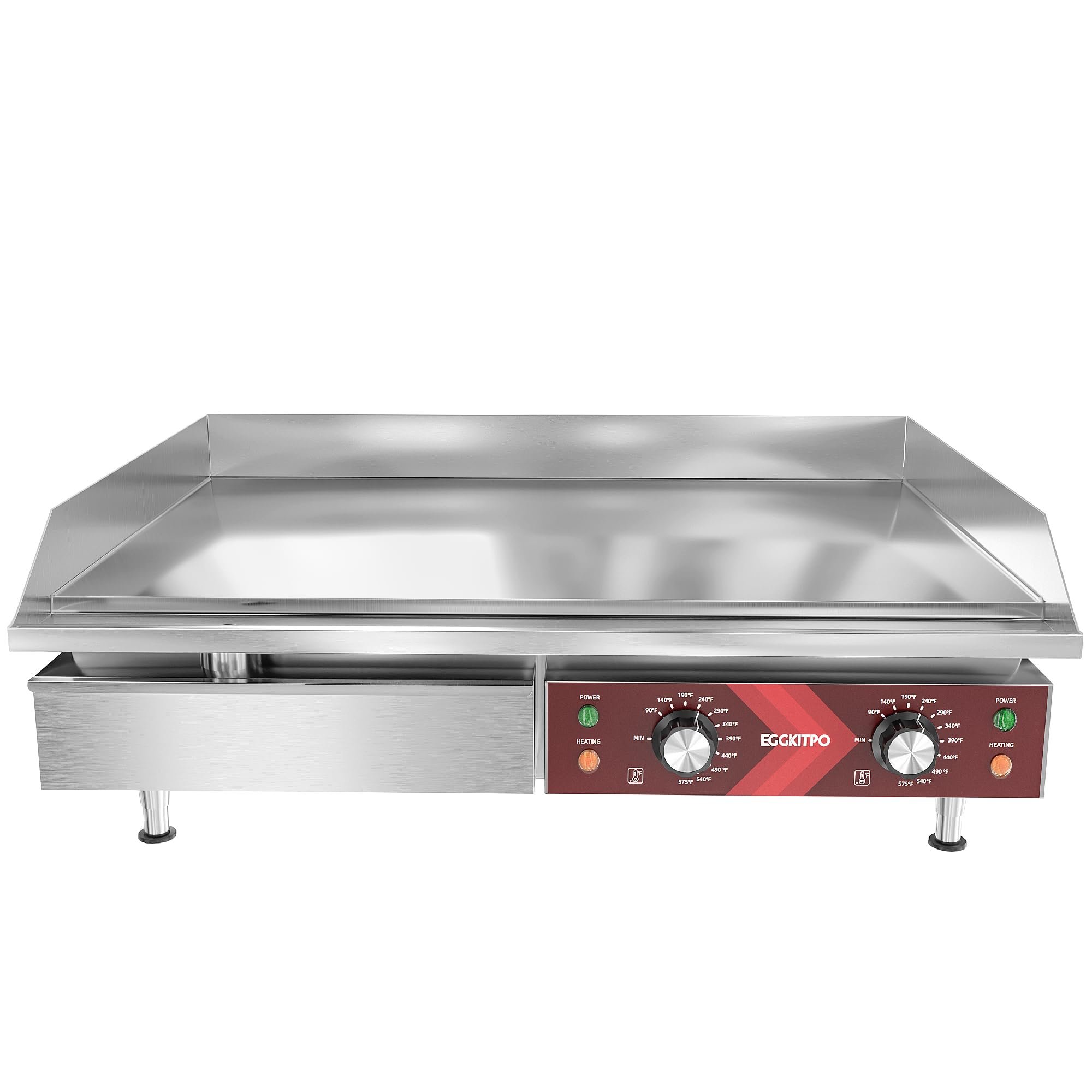 EGGKITPO Commercial Electric Griddle 29 Inch Large Countertop Griddle 240V 3500W Non-Stick Flat Top Grill Stainless Steel Teppanyaki Griddle with Adjustable Temperature 90℉-575℉ for Restaurant Use