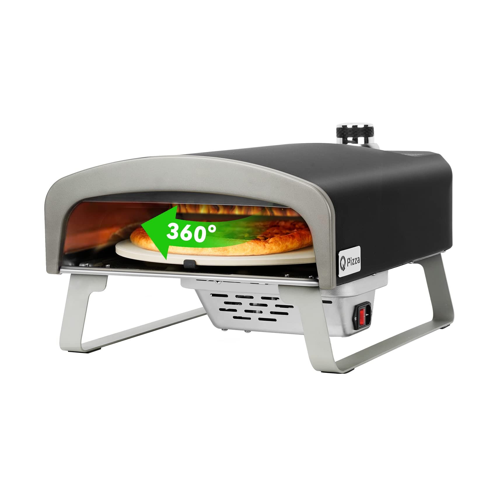 Gas Pizza Oven with Automatic Rotating Stone, Portable Propane Gas Grill Oven for Outdoor Cooking Kitchen Backyard Party Beach RV Tailgating Camping, PS102