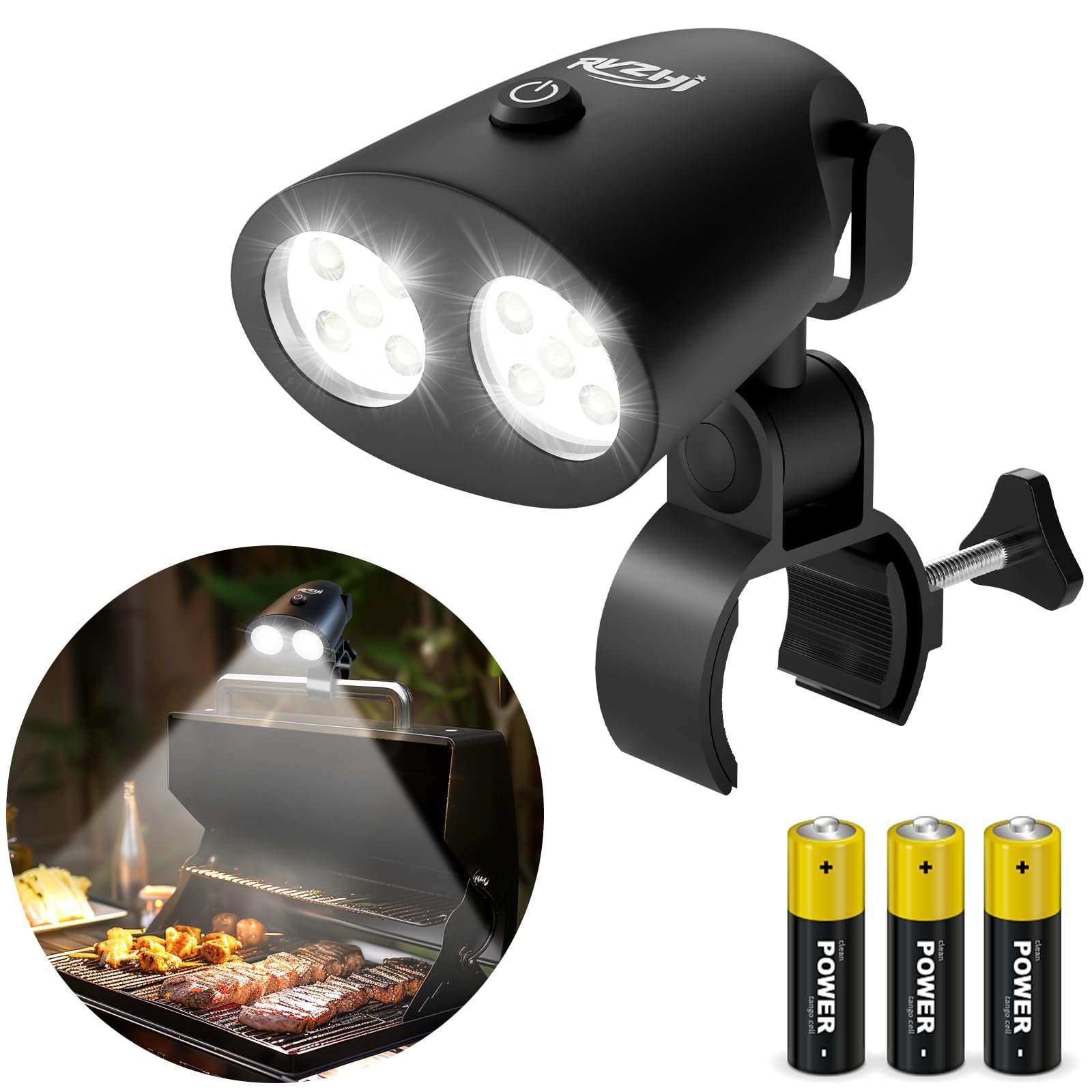 Grill Light Grilling Accessories: Mens Dad Gifts for Fathers Day - LED Bright Smoker BBQ Light for Outdoor Grill - Clamp-On Handle Mount Two Brightness Settings with Batteries