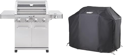 Monument Grills Larger Convertible 4 Burner Natural Gas Grill Stainless Steel Cabinet Style Propane Grills, LED Controls,Side Burner(Without Conversion Kit)