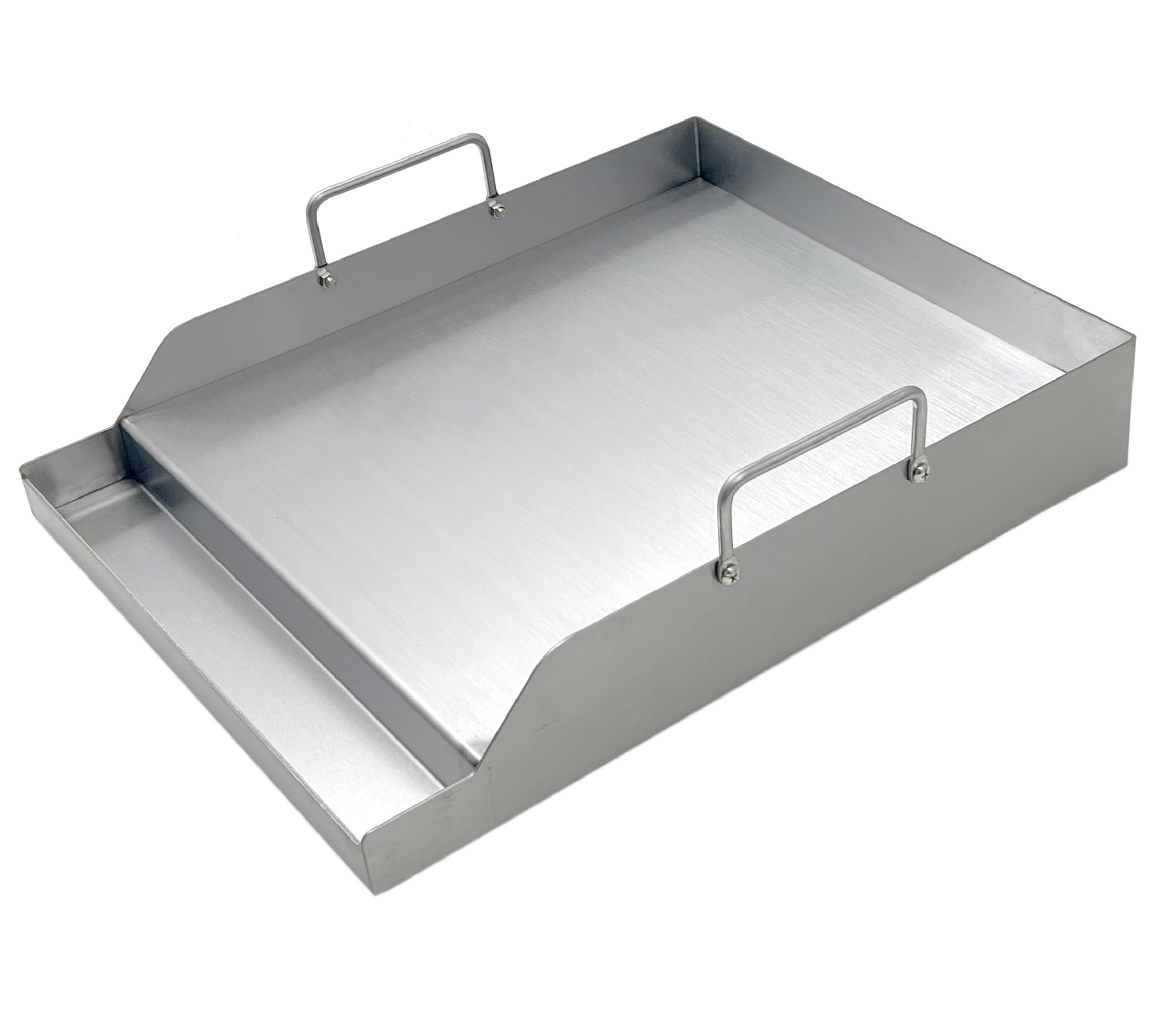 Parts DS125 Stainless Steel BBQ Cooking Griddle, Universal Flat Top Griddle with 2 Handles for Most Gas Grills, W12.5"×D16"×H2.75", Heavy Duty Stainless Steel Griddle 1PC, Small Size