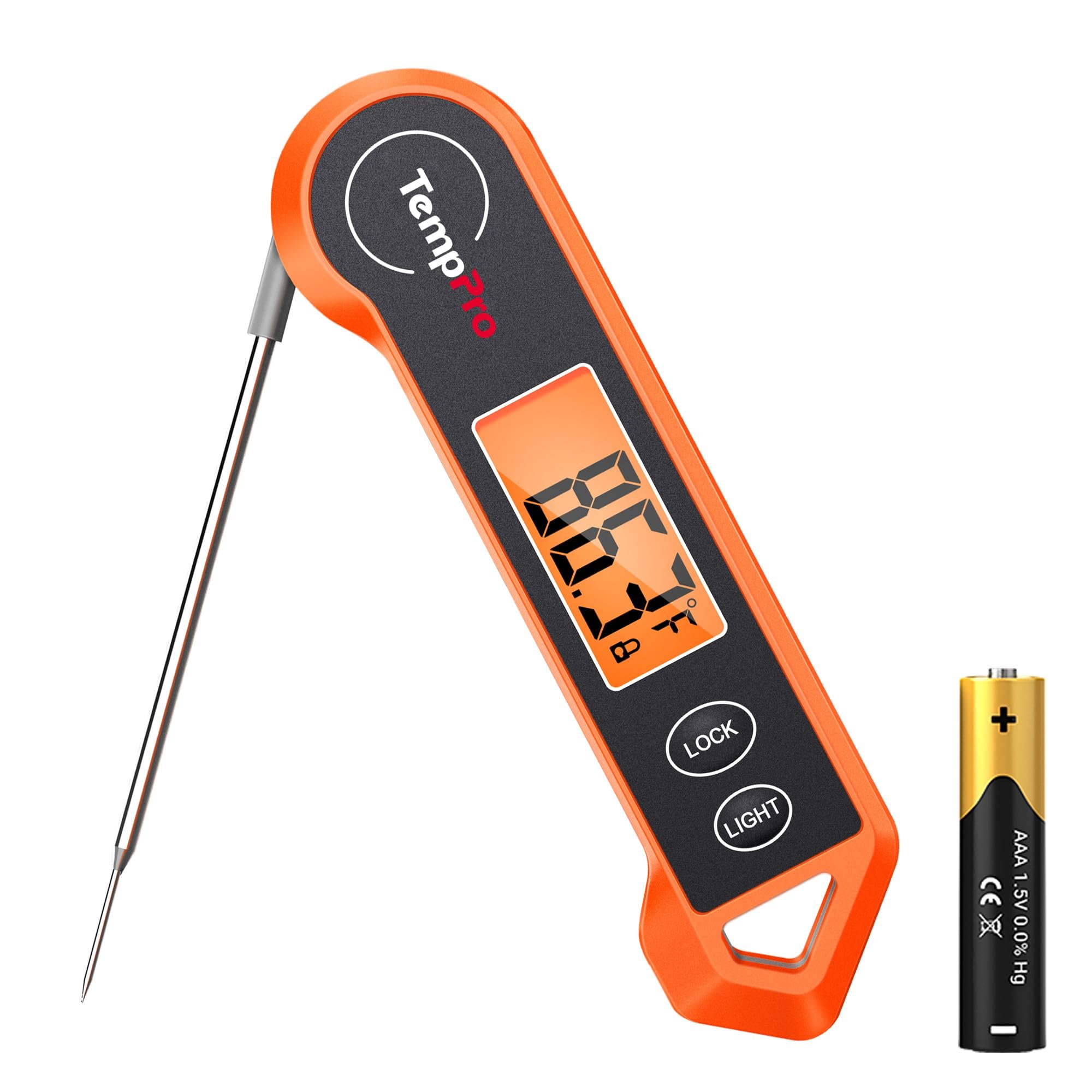 TempPro TP19H Digital Meat Thermometer for Cooking with Ambidextrous Backlit and Motion Sensing Kitchen Cooking Food Thermometer for BBQ Grill Smoker Oil Fry Candy Instant Read (Previously ThermoPro)